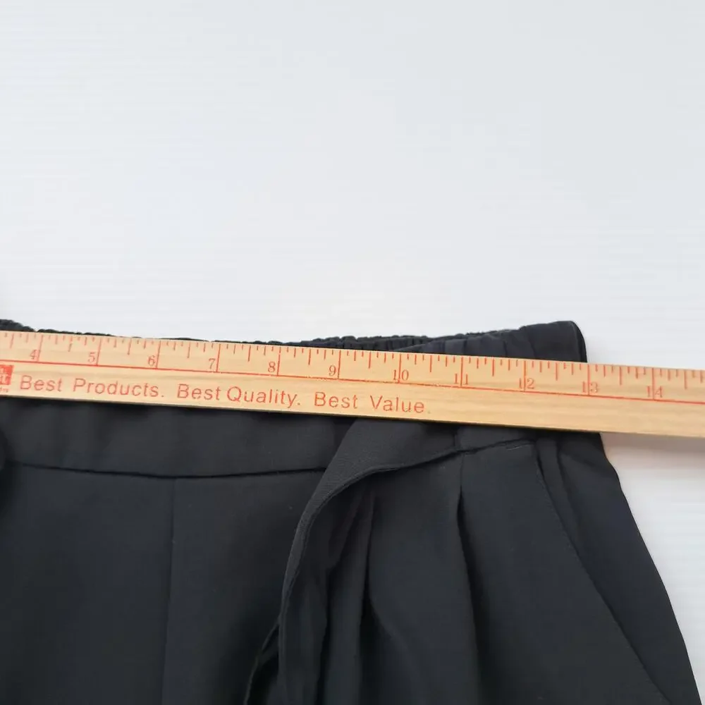 Lululemon Pants Womens 6 Black Wide Noir Crop High Waist Pull On Paperbag Tie